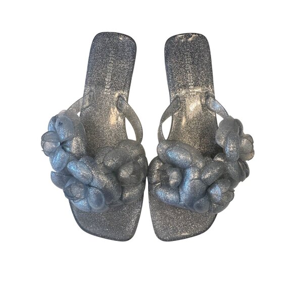 Jeffrey Campbell Jelly FLoralee Sandals Size 7 Shimmer Silver EU 38 NWOB - Picture 7 of 10